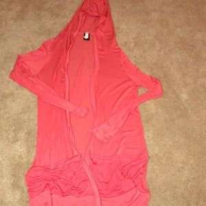 Open hooded lightweight sweater